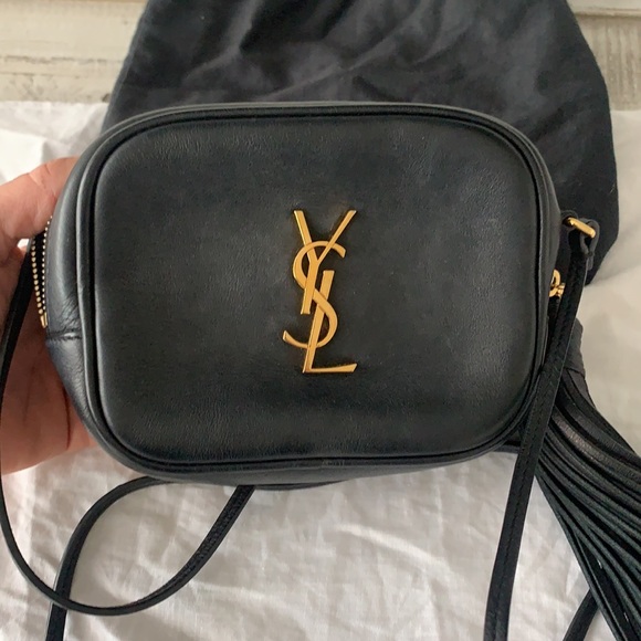Yves Saint Laurent Black Leather Pouch Mono- crossbody - Picture 3 of 7